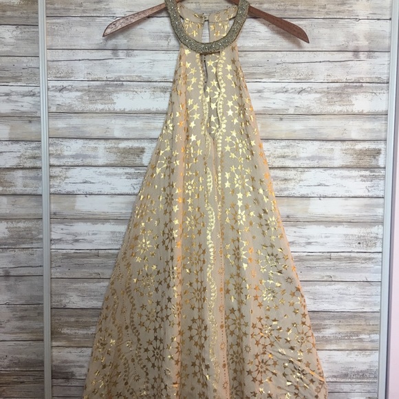 Kimchi Blue Cornelia Beaded Neck Gold Mini Dress - Picture 5 of 7